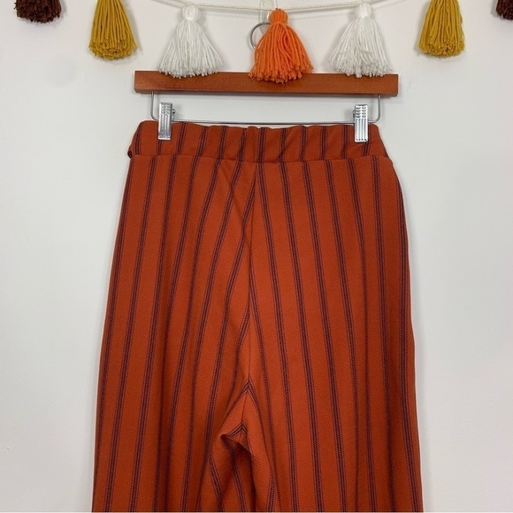 Altar’d State Wide Leg Pants High Waist Burnt Orange Black Stripe Size Small - Picture 7 of 10